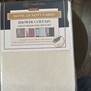 Faux Linen Shower Curtain Set - Cream
